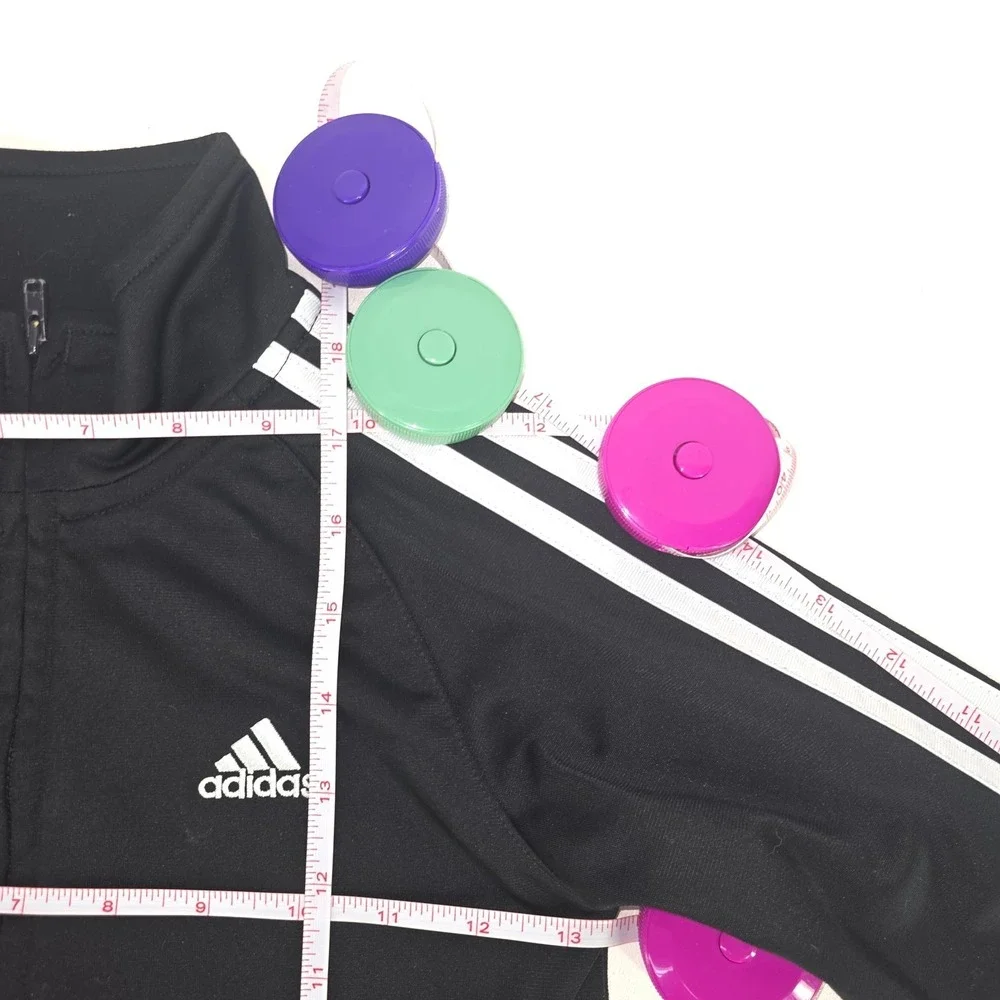 Adidas Tricot‎ Jacket Boys 6 Long Sleeve Big Logo 3 Stripe Center Activewear